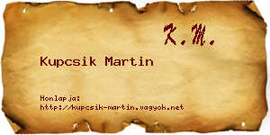 Kupcsik Martin névjegykártya